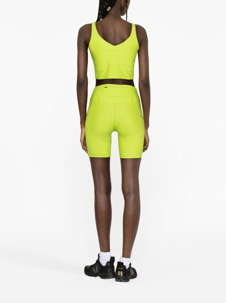 Green Long Line Logo-print Sports Bra