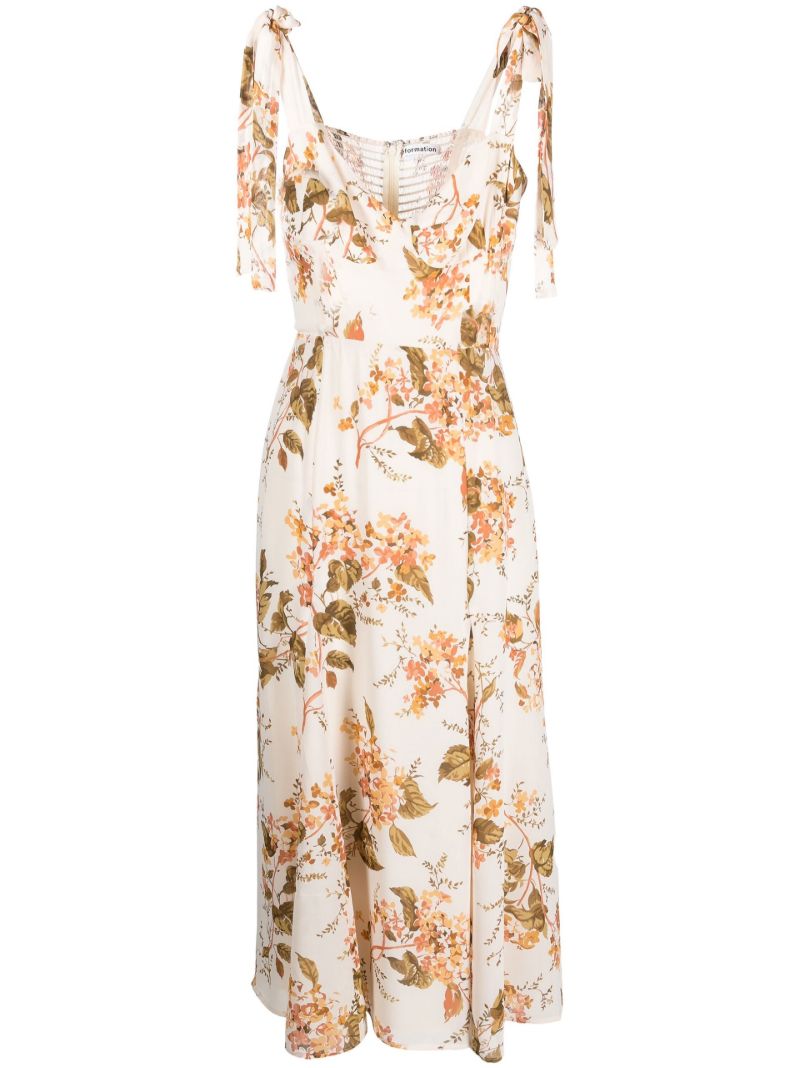 Neutral Nadira Floral Print Midi Dress