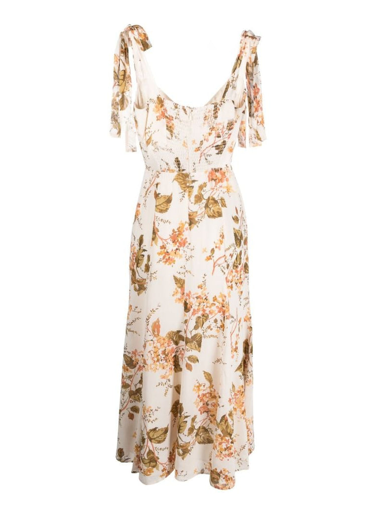 Neutral Nadira Floral Print Midi Dress