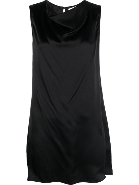 Black Serina Silk Mini Shift Dress