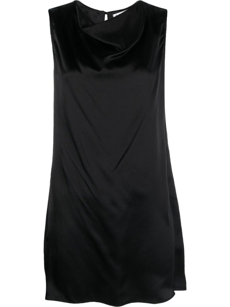 Black Serina Silk Mini Shift Dress