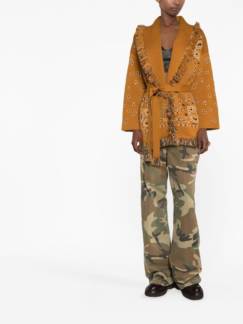 Brown Bandana Jacquard Cashmere Cardigan