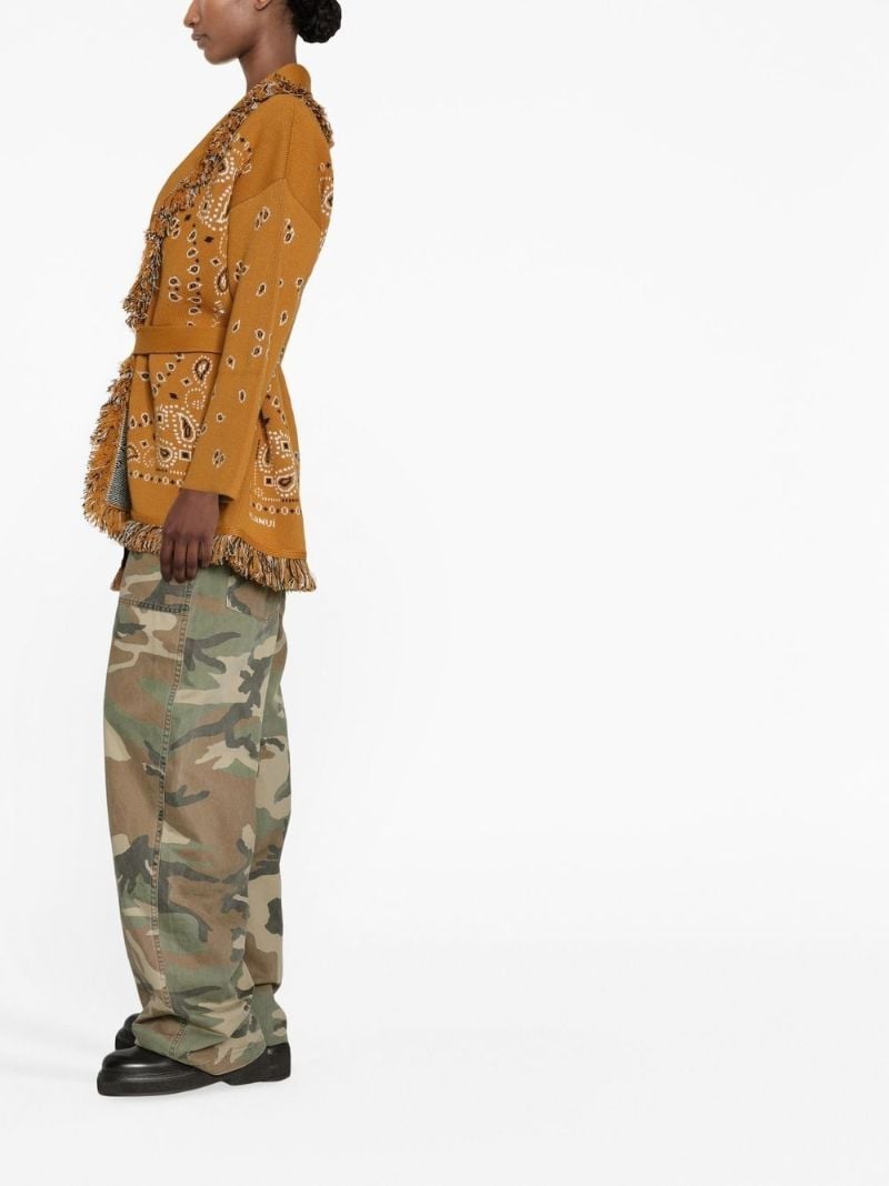Brown Bandana Jacquard Cashmere Cardigan