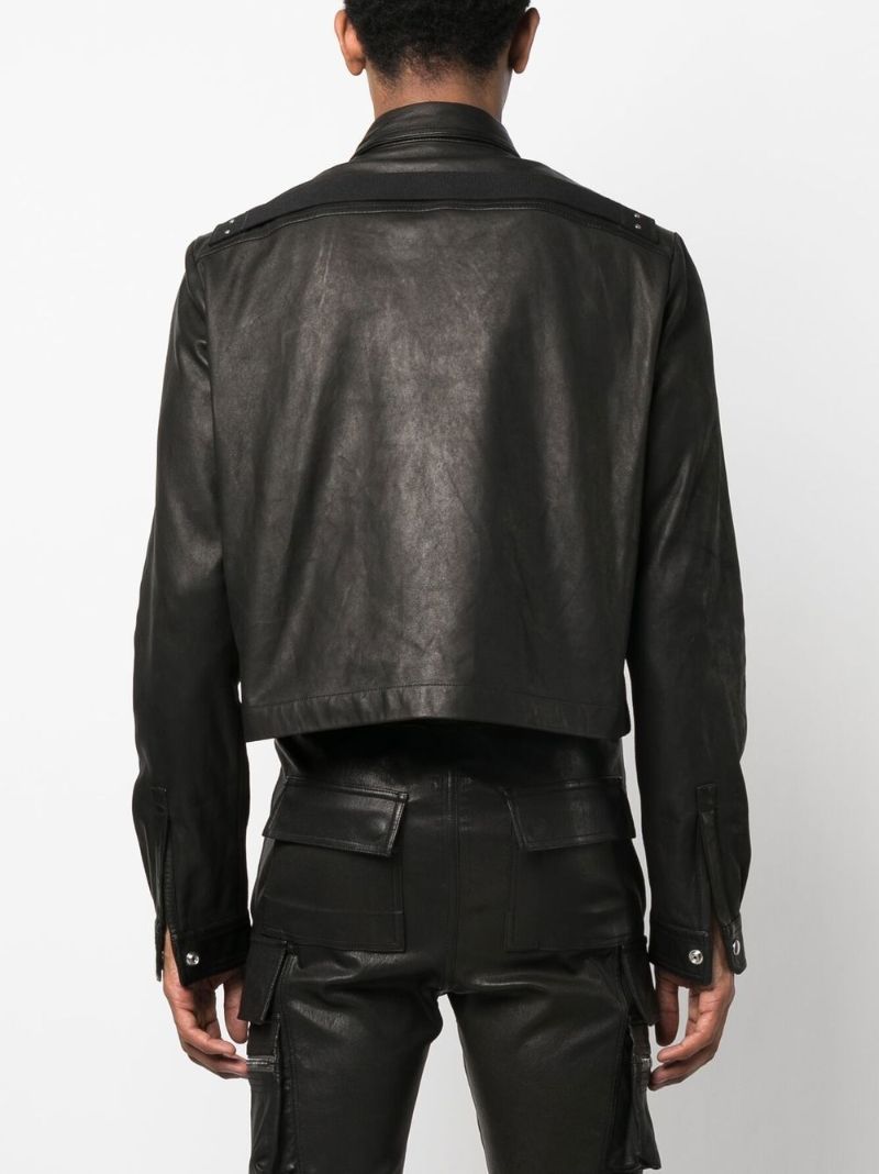 Black Cropped Leather Jacket