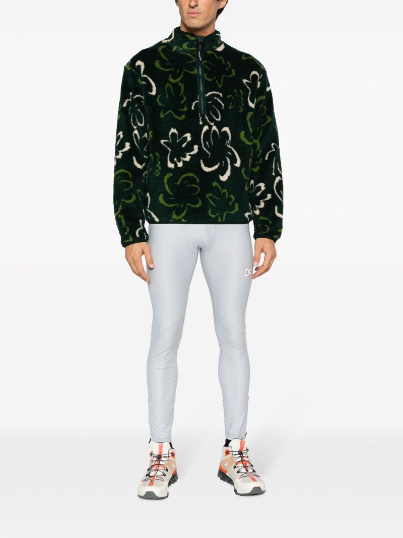Green Printed Fleece Sweatshirt