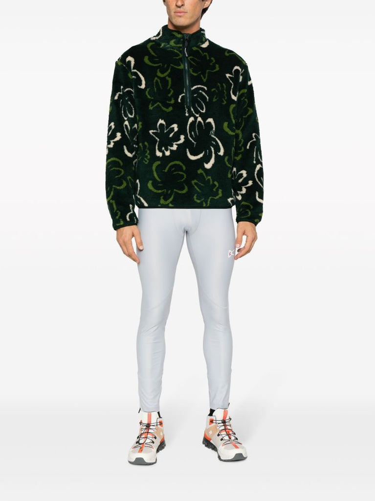 Green Printed Fleece Sweatshirt