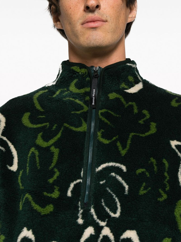 Green Printed Fleece Sweatshirt