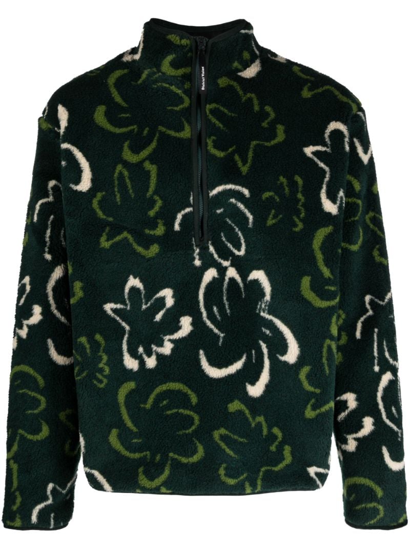 Green Printed Fleece Sweatshirt