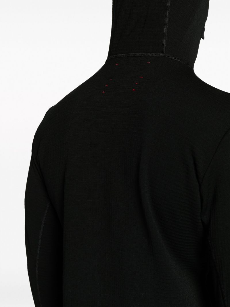 Black Hooded Merino Grid Sweatshirt