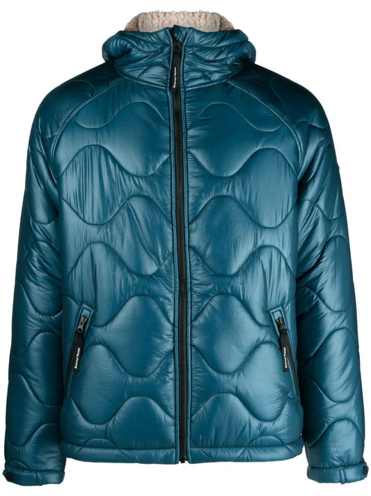 Blue Quilted Hooded Jacket