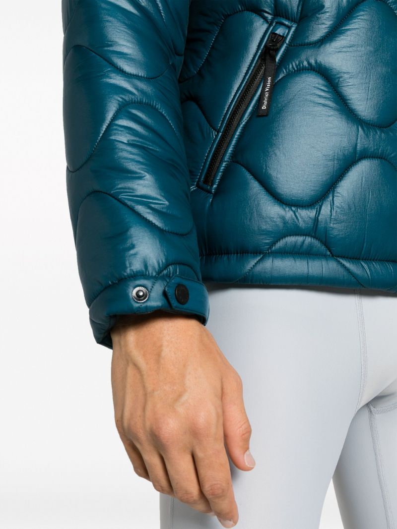 Blue Quilted Hooded Jacket