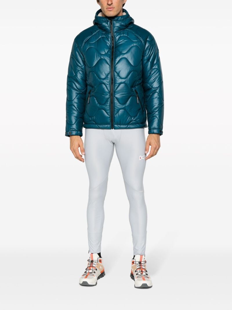 Blue Quilted Hooded Jacket