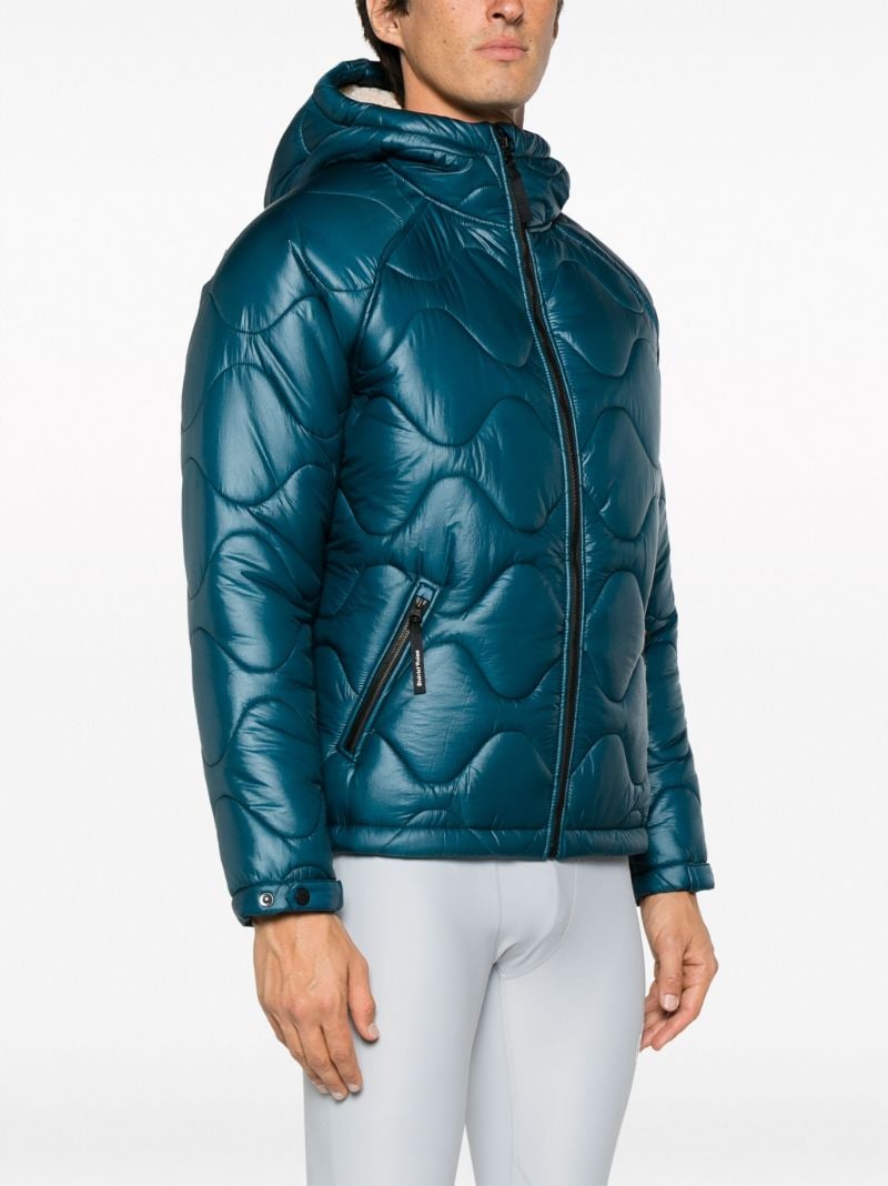 Blue Quilted Hooded Jacket