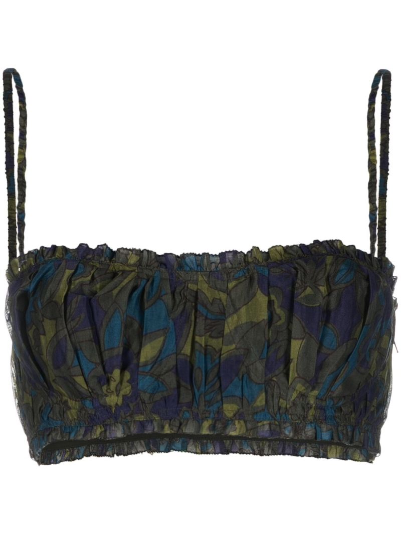 Green Valerio Floral-print Crop Top