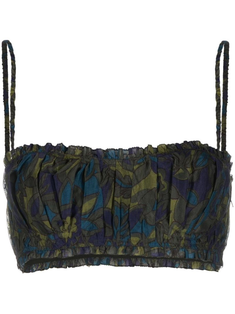 Green Valerio Floral-print Crop Top