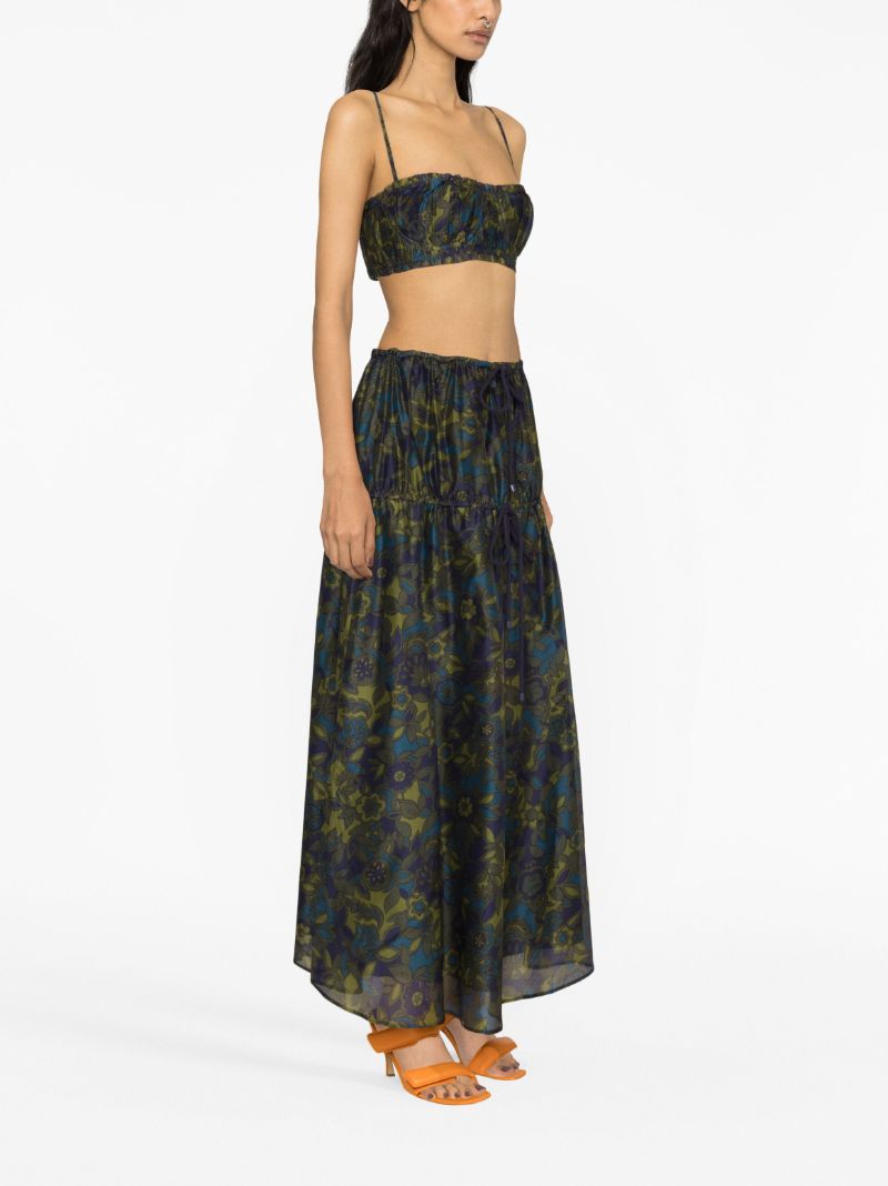Green Valerio Floral-print Crop Top