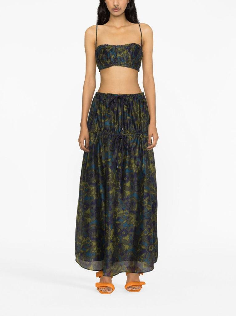 Green Valerio Floral-print Crop Top