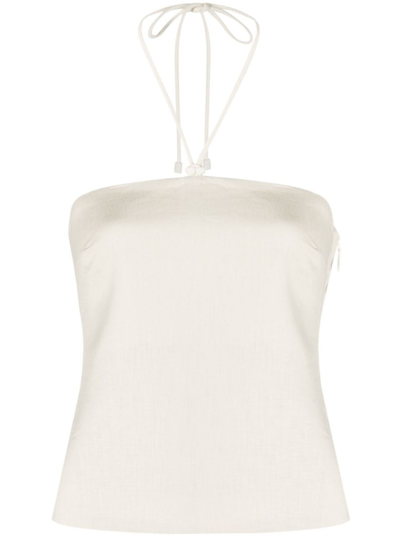 Neutral Dorsay Linen Halterneck Top