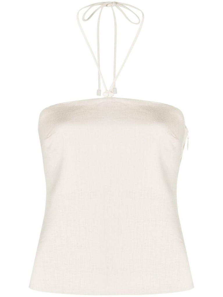 Neutral Dorsay Linen Halterneck Top