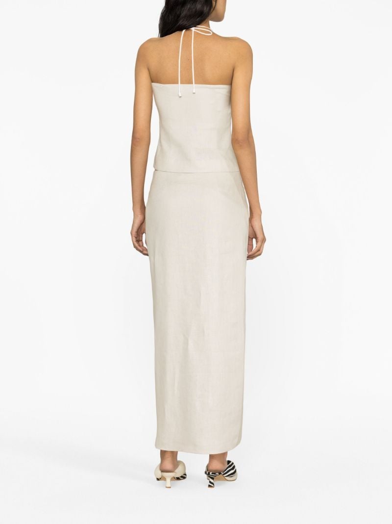 Neutral Dorsay Linen Halterneck Top