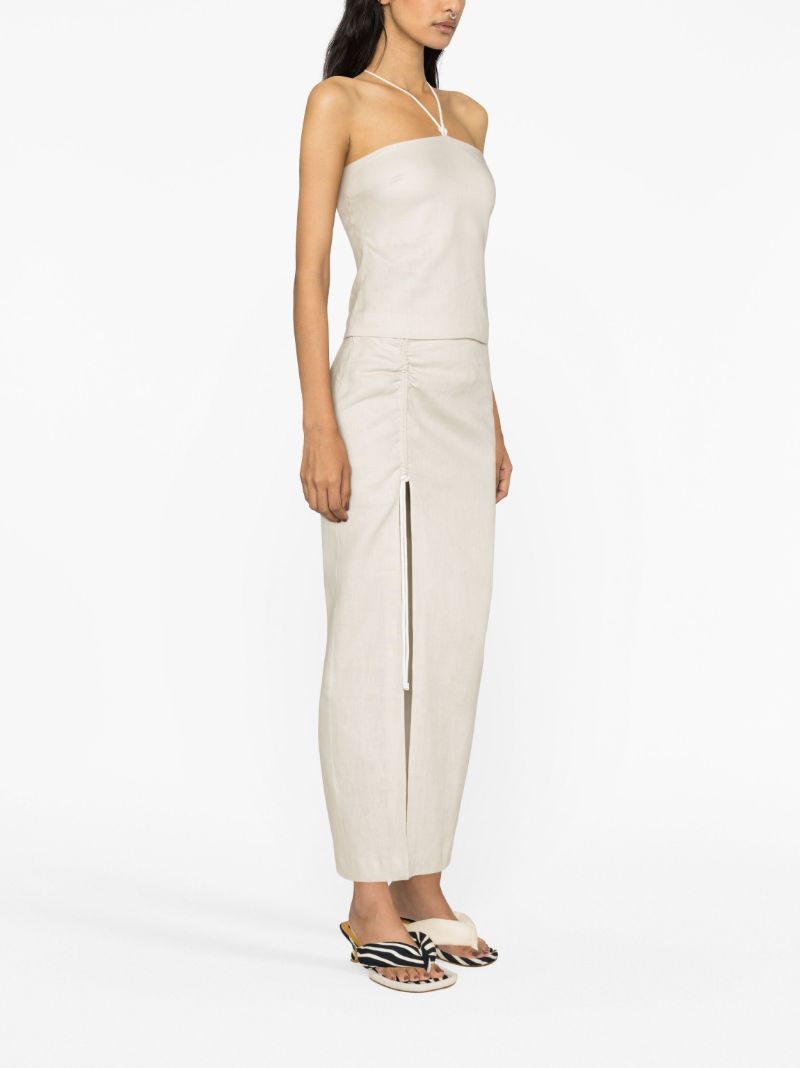 Neutral Dorsay Linen Halterneck Top
