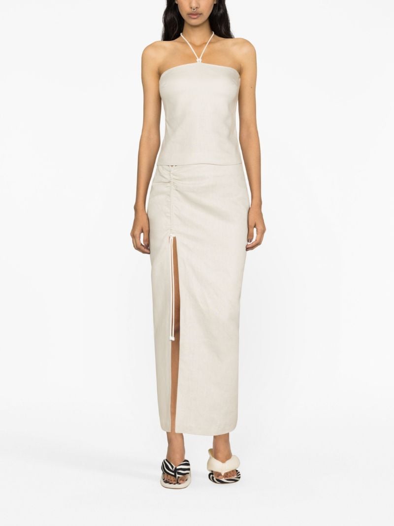 Neutral Dorsay Linen Halterneck Top