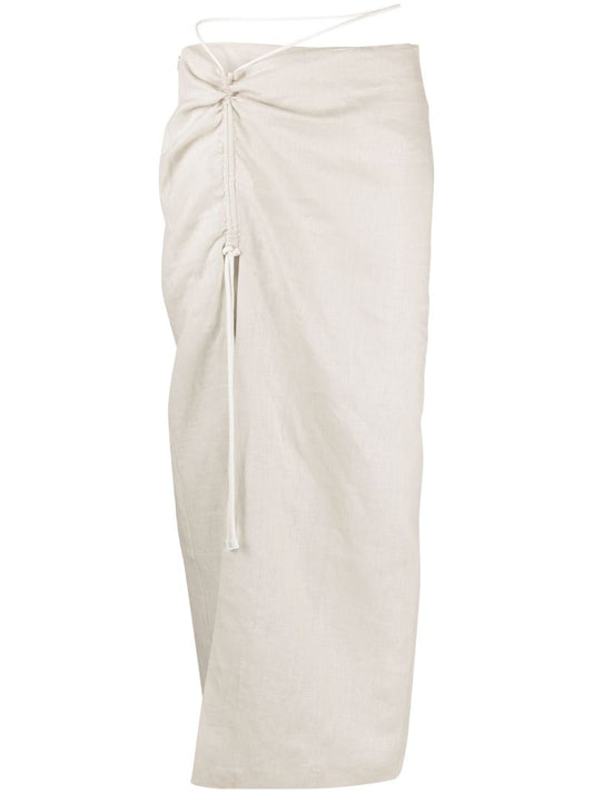 Neutral D'orsay Linen Maxi Skirt