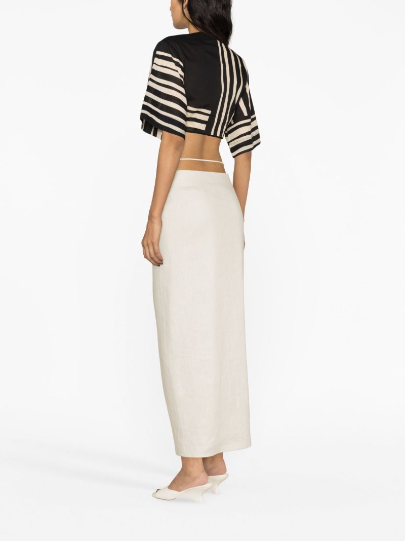 Neutral D'orsay Linen Maxi Skirt