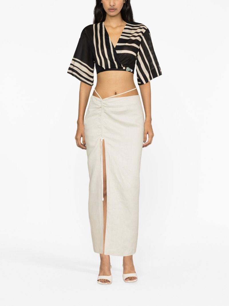 Neutral D'orsay Linen Maxi Skirt