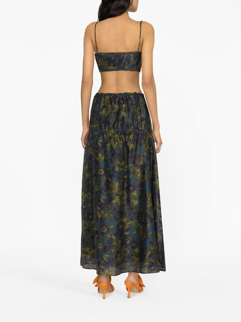 Green Valerio Floral-print Maxi Skirt