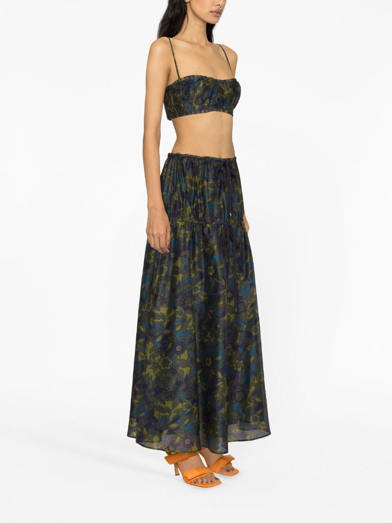 Green Valerio Floral-print Maxi Skirt