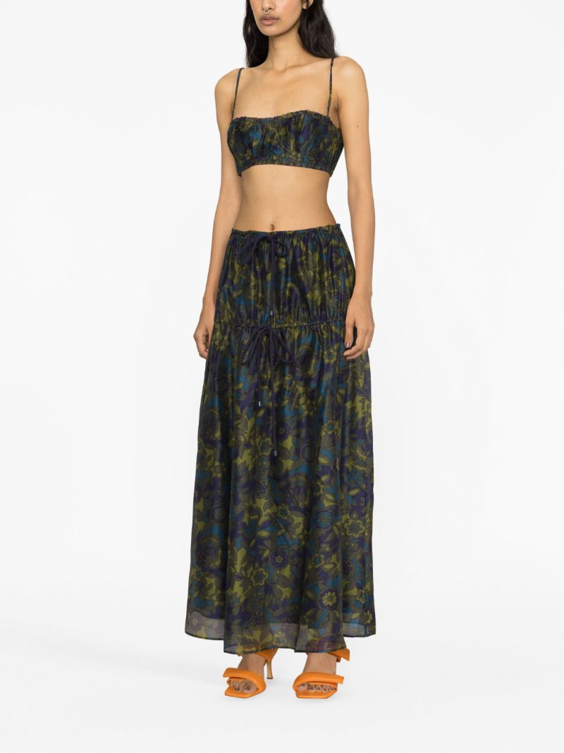 Green Valerio Floral-print Maxi Skirt