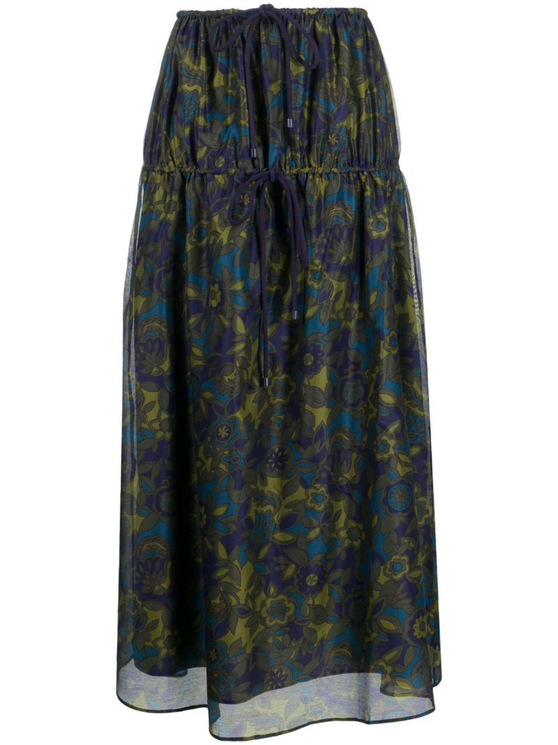 Green Valerio Floral-print Maxi Skirt