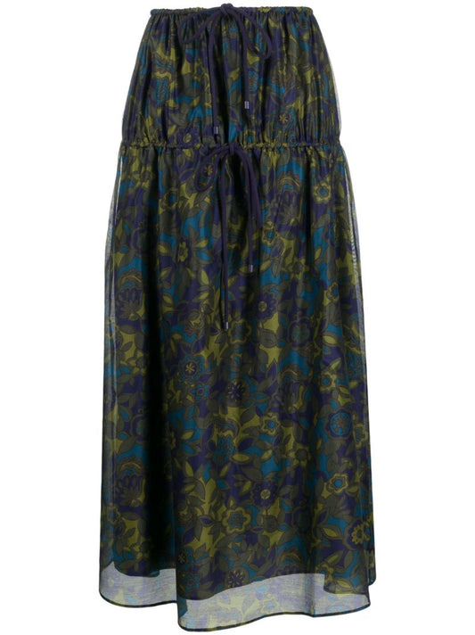 Green Valerio Floral-print Maxi Skirt