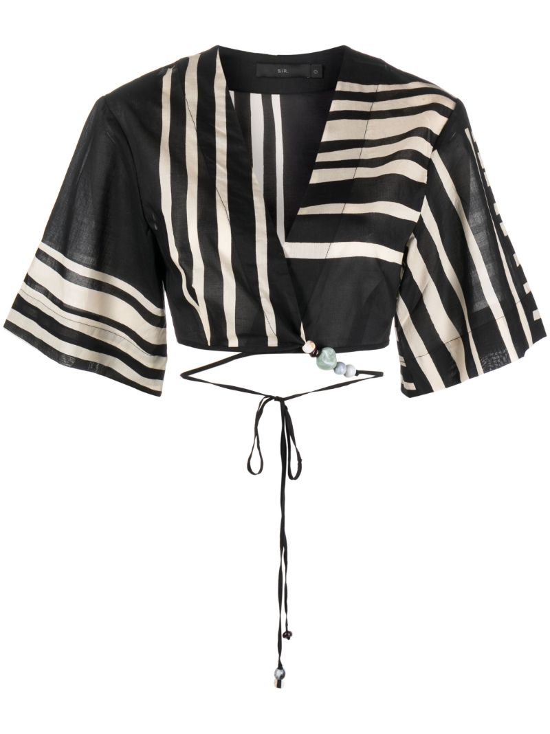 Black Striped Crop Top