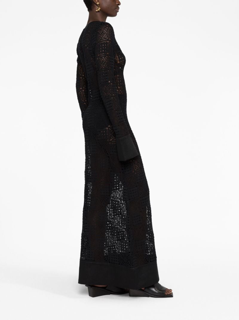 Black Rayure Crochet Maxi Dress