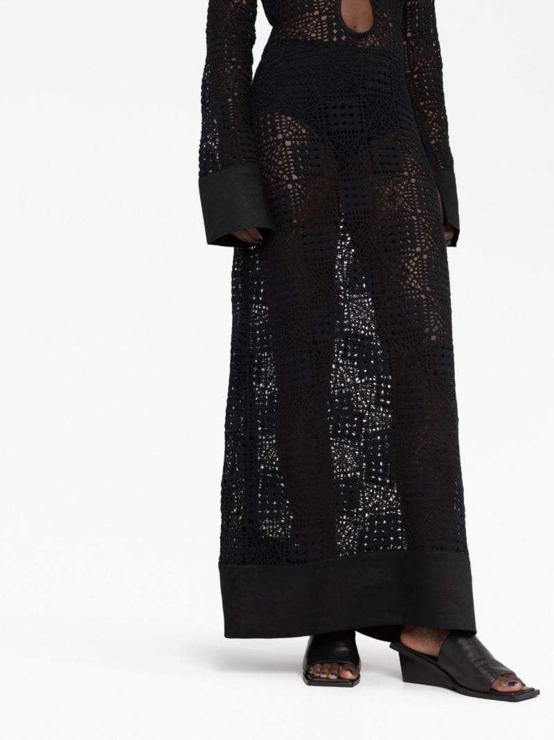 Black Rayure Crochet Maxi Dress