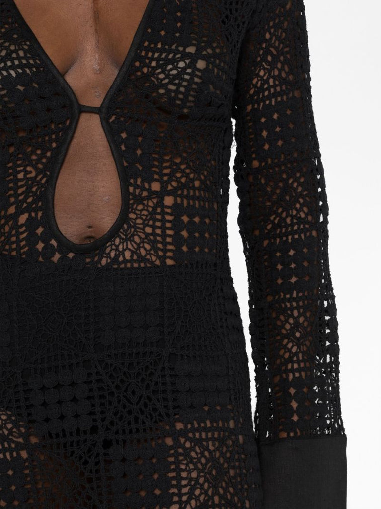 Black Rayure Crochet Maxi Dress