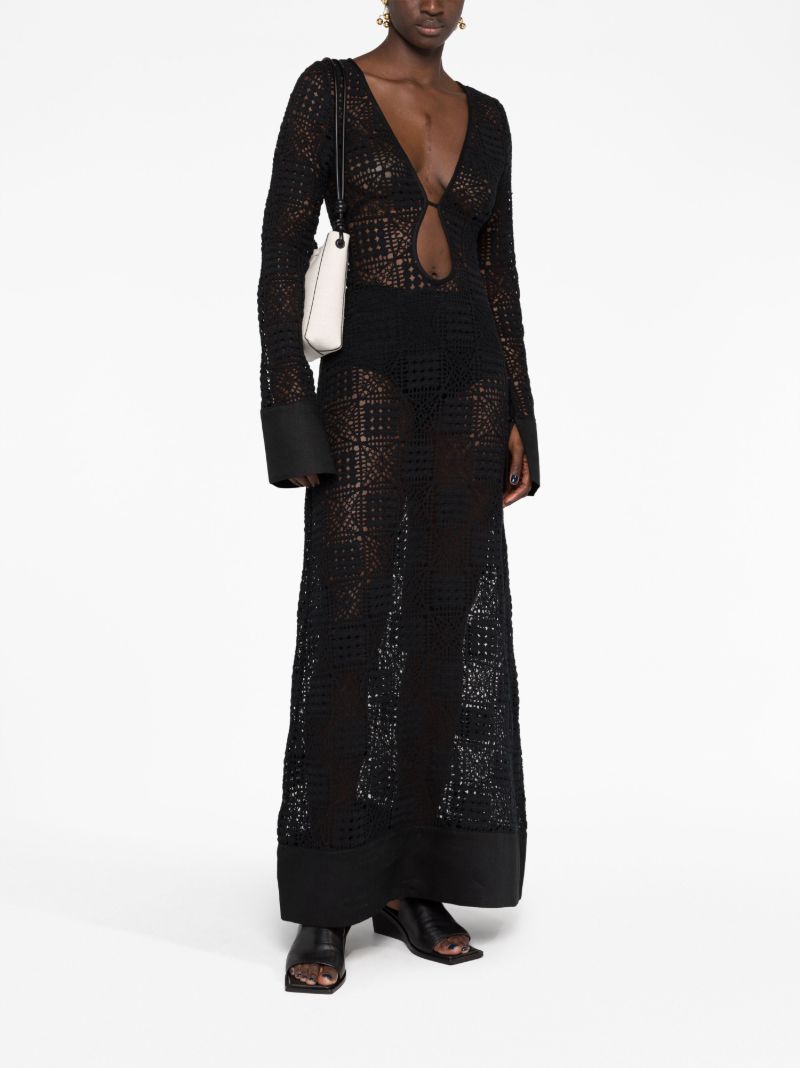 Black Rayure Crochet Maxi Dress