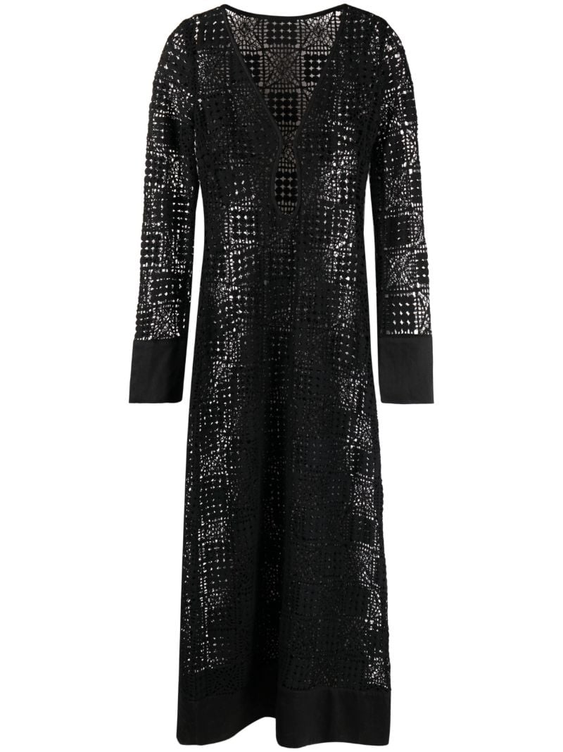 Black Rayure Crochet Maxi Dress