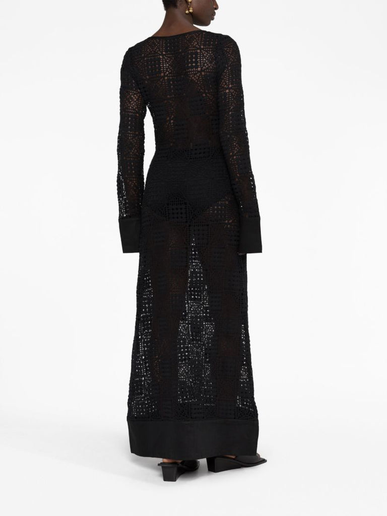 Black Rayure Crochet Maxi Dress