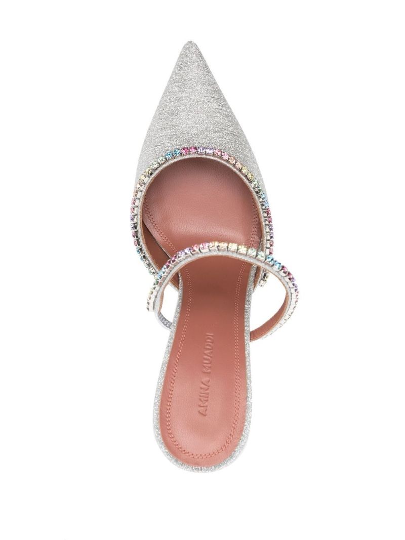 Grey Gilda 100 Crystal Leather Mules