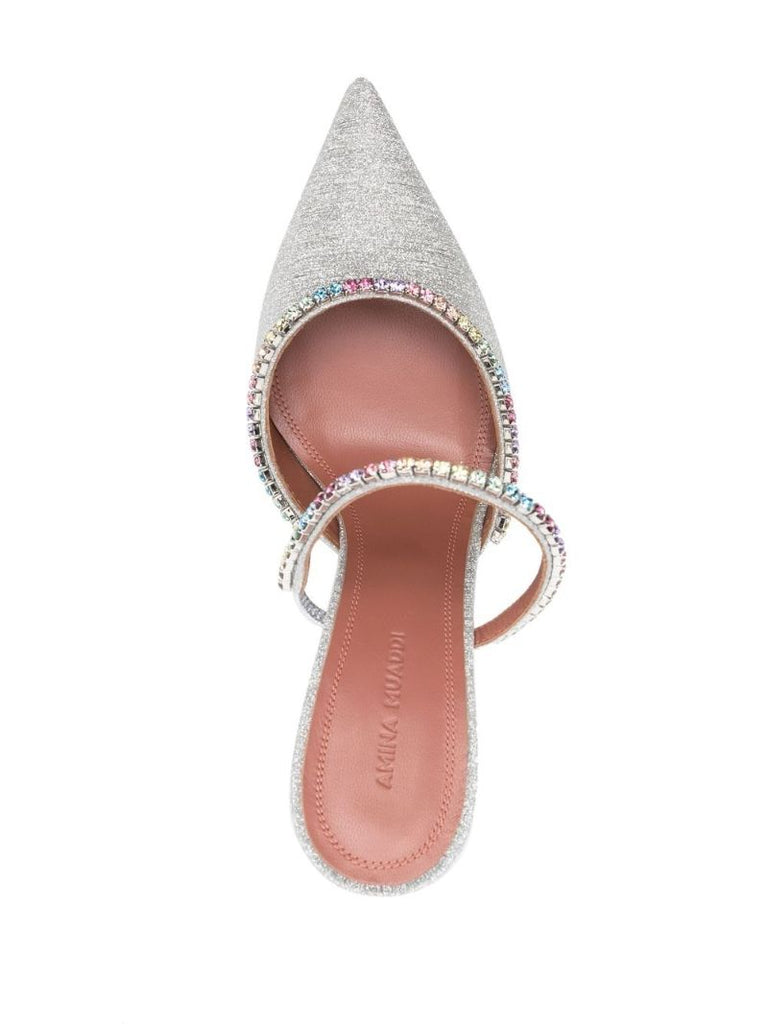 Grey Gilda 100 Crystal Leather Mules