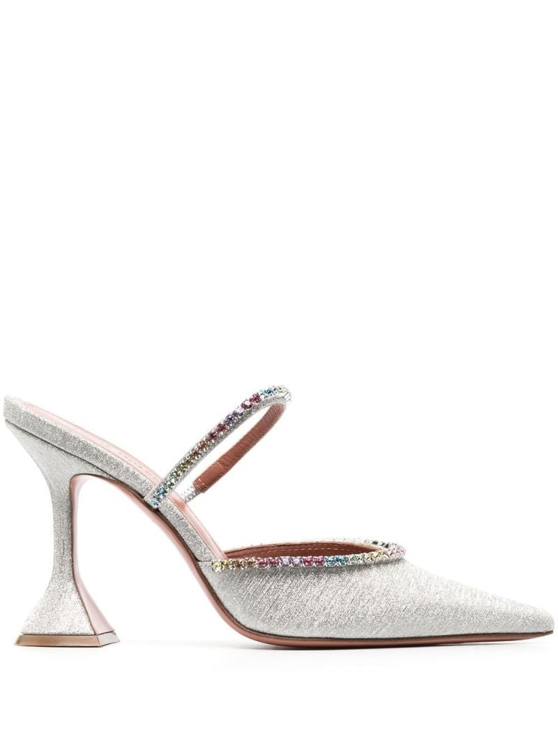 Grey Gilda 100 Crystal Leather Mules