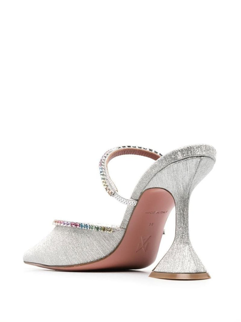 Grey Gilda 100 Crystal Leather Mules