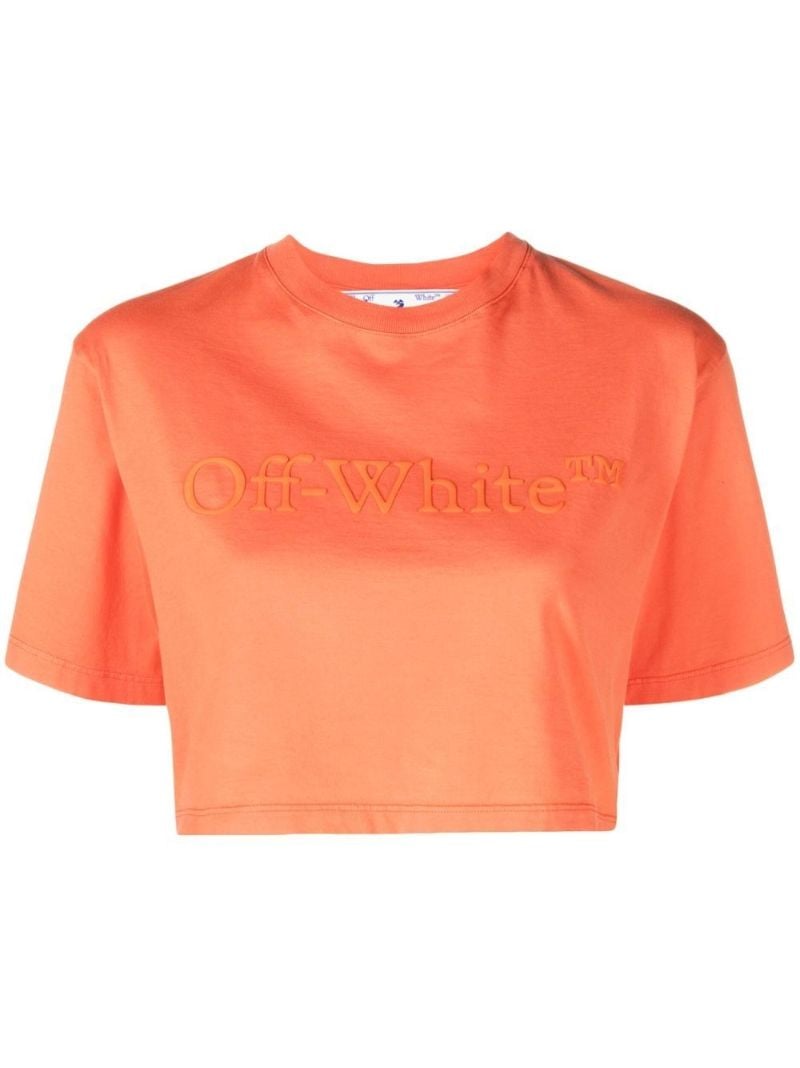 Orange Logo Embossed Crop Top