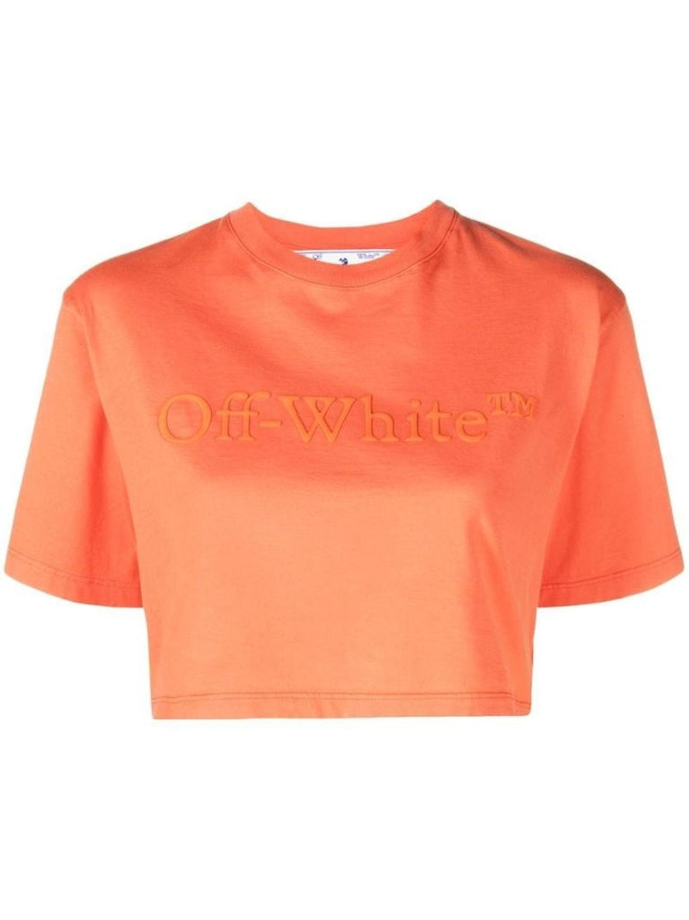 Orange Logo Embossed Crop Top