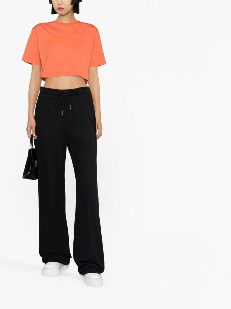 Orange Logo Embossed Crop Top