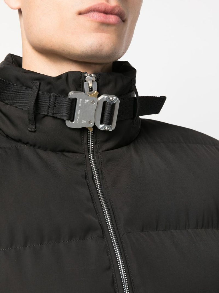 Black Buckle Trim Puffer Gilet