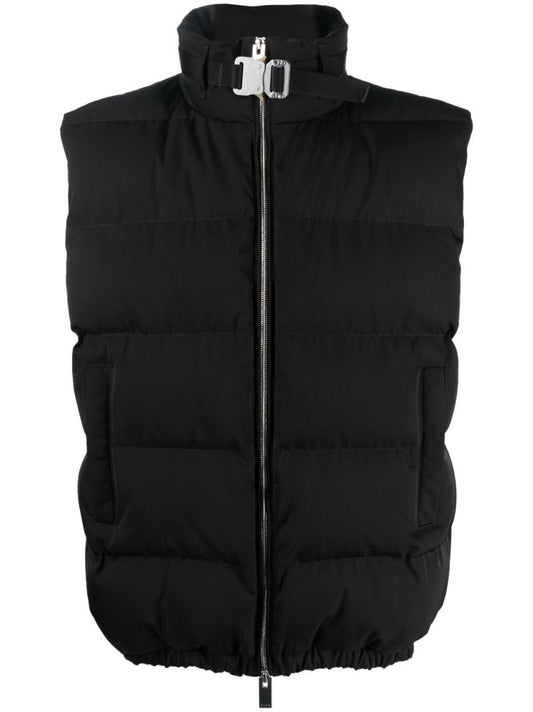 Black Buckle Trim Puffer Gilet